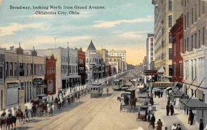Broadway North from Grand Ave Streetcars Oklahoma CIty OK 1911 postcard