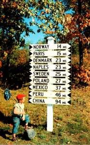 Maine Famous Sign Post At Lynchville At Junction Of Routes 5 and 35