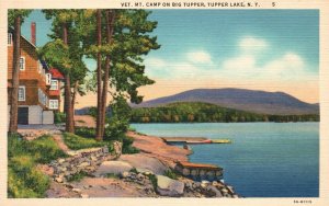 Vintage Postcard 1930's Vet. Mountain Camp On Big Tupper Tupper Lake New York NY