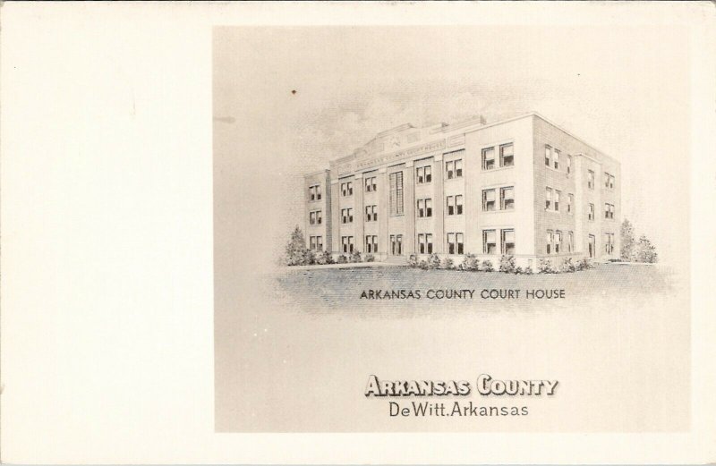 DeWitt Arkansas County Courthouse Artist Rendition Photo Postcard V17