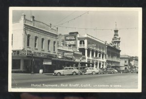 RPPC RED BLUFF CALIFORNIA DOWNTOWN STREET SCENE OLD CARS REAL PHOTO POSTCARD