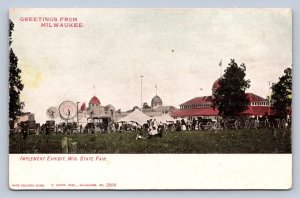 J90/ Milwaukee Wisconsin Postcard c1910 Greetings Implements State Fair 623