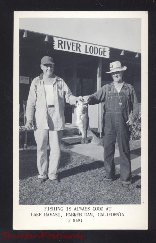 RPPC LAKE HAVASU PARKER DAM CALIFORNIA FISHING FISH CATCH REAL PHOTO POSTCARD