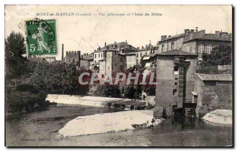 Old Postcard Mont de Marsan and picturesque View Falls Midou