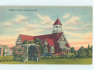 Linen CHURCH SCENE York Beach - Near Ogunquit & Dover & Portsmouth ME AD1773