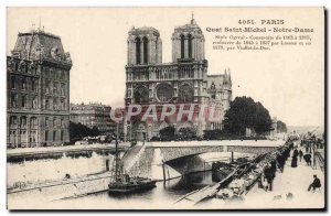 Old Postcard Paris Quai Saint Michel Notre Dame