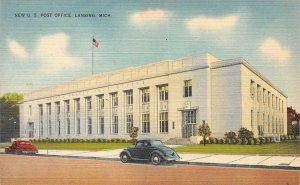 LANSING, Michigan MI    NEW POST OFFICE  ca1940's Tichnor Linen Vintage Postcard