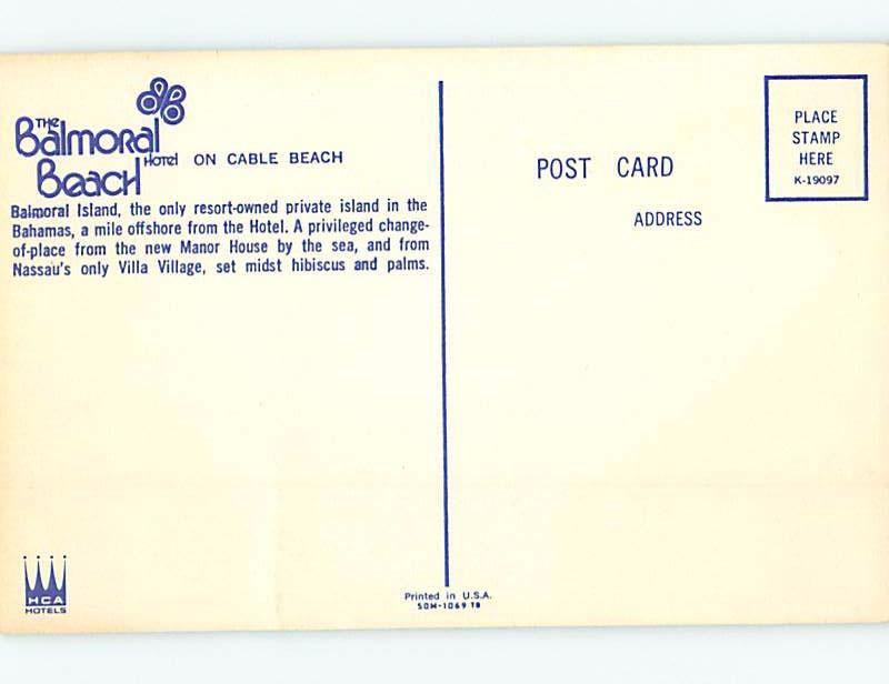 Unused Pre-1980 BEACH AT HOTEL ON CABLE BEACH Nassau Bahamas F6766