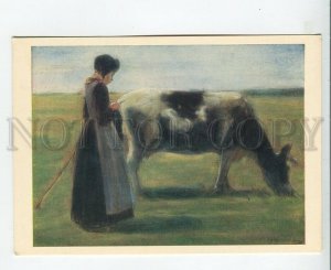 458308 USSR 1982 year Max Liebermann Germany girl with a cow old postcard