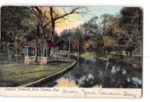 Topeka Kansas KS Creased Postcard 1906 Vinewood Park Lagoon