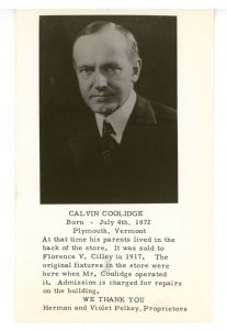 U. S. President - Calvin Coolidge     *RPPC