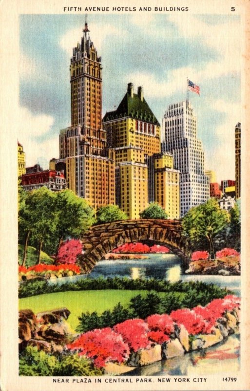 New York Fifth Avenue Hotels Near Plaza In Central Park 1947