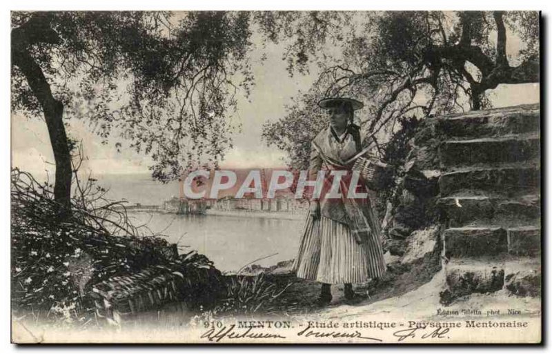 Menton - Artistic Study - Peasant Mentonaise - Old Postcard