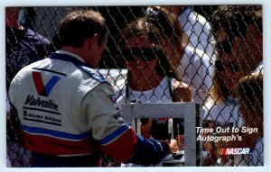 Race Car Driver MARK MARTIN signing AUTOGRAPHS for Fan - Valvoline 1993 Postcard