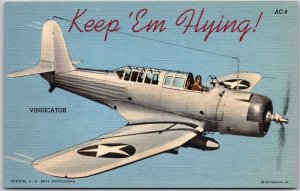 Keep 'Em Flying, Vindicator, Fighter Plane, Aircraft, Aeroplane, Postcard