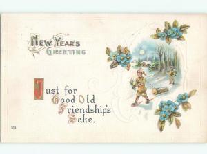 Divided-Back NEW YEAR SCENE Great Postcard W7479