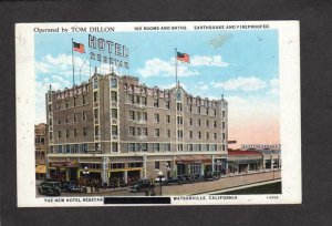 CA Resetar Hotel Watsonville California Postcard Santa Cruz County Pajaro Valley