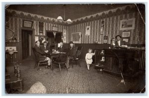 1912 Hotel Interior Shoe Shine Clerk Child Sobula Iowa IA RPPC Photo Postcard 