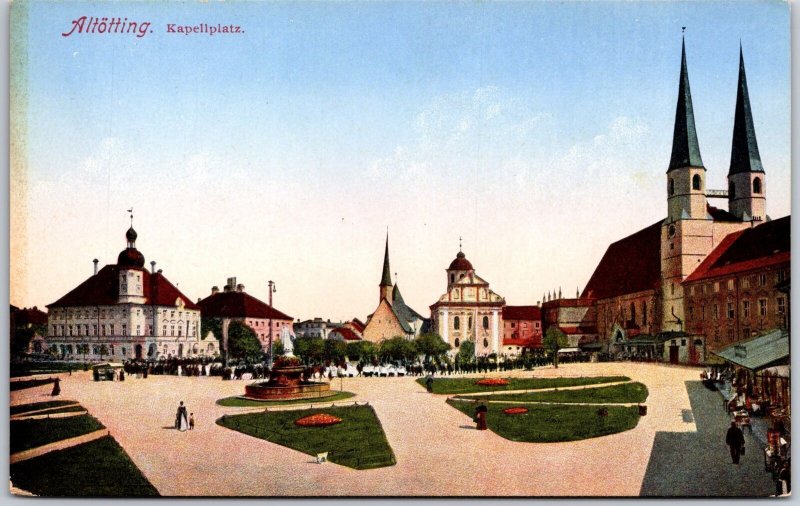 Altotting Kappelplatz Germany Christmas Market Buildings Landscape Postcard