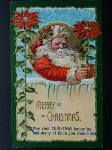 MERRY CHRISTMAS May Your Christmas Happy Be.. PONSETYA c1906 Embossed Postcard