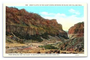 Great Cliffs Ten Sleep Canyon Wyoming Black & Yellow Trail Postcard