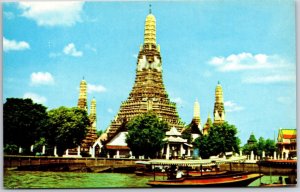 Dhonburi Thailand Scenery of the Temple of Dawn Lake Boating Postcard