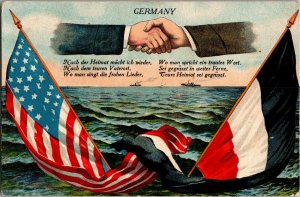 Hands Across The Sea, United States and Germany UDB Vintage Postcard E43