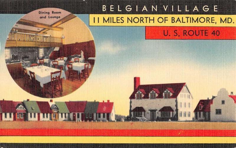 Baltimore Maryland Belgian Village Linen Antique Postcard K34461 