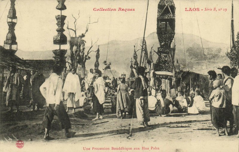 PC CPA LAOS INDOCHINA PROCESSION BOUDDHIQUE HUA PAHN (b22957)