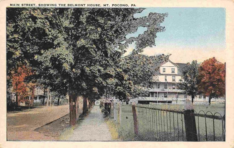 Main Street Belmont House Mt Pocono Pennsylvania 1920s postcard