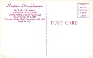 Motel Mayflower Madison Wisconsin 1950s postcard