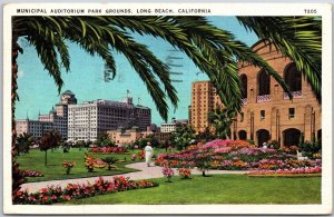 1938 Long Beach CA-California, Municipal Auditorium Park Grounds, Postcard