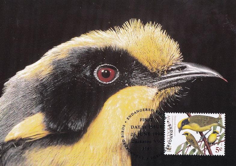 Yellow Tufted Honeyeater Australian Bird Stamp Rare WWF First Day Cover Postcard