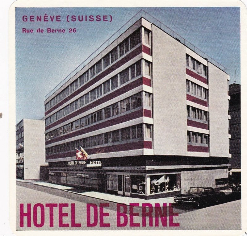 Switzerland Geneve Hotel De Berne Vintage Luggage Label sk4140