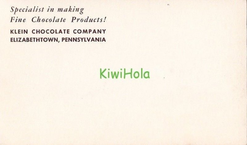 Postcard 50th Anniversary Klein Chocolate Co Elizabethtown PA