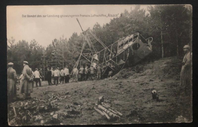 Mint Germany RPPC Postcard Forced Land Of The Gondola French Airship Alsace