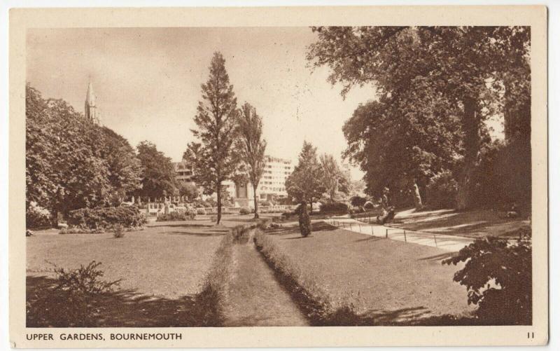 Dorset Upper Gardens Bournemouth No 11 PPC By Dearden & Wade Unposted Sepia