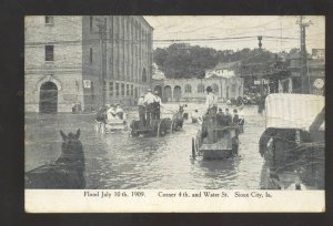 SIOUX CITY IOWA DOWNTOWN WATER STREET SCENE 1909 FLOOD VINTAGE POSTCARD
