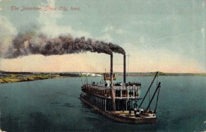 Steamer The Josephine ,Along The Mississippi River, Sioux City IA.Old Postcard