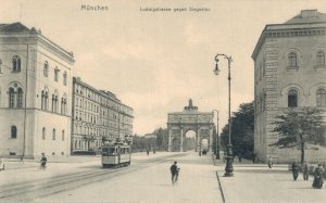 Germany München Ludwigstrasse gegen Siegestor Munich Vintage Postcard 08.39