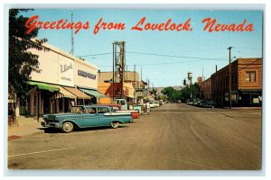 c1950's Greetings From Lovelock Nevada NV, Cars Road Postcard