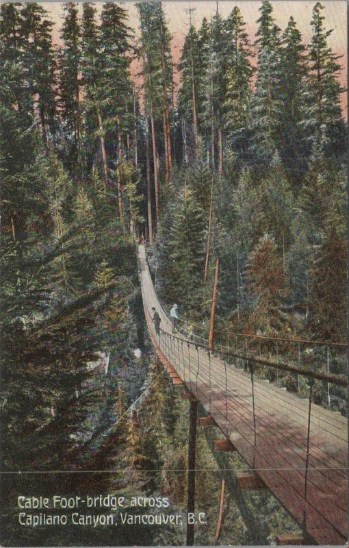 Postcard Cable Foot Bridge Across Capilano Canyon Vancouver BC Canada