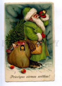 202848 Green-Robed SANTA CLAUS Drunk TOYS Vintage NEW YEAR PC