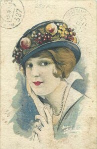 Artist signed vintage glamour postcard by M. Cherubini – 1910s