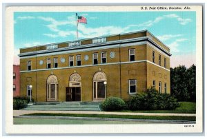 Decatur Alabama Postcard US Post Office Exterior Building c1940 Vintage Antique