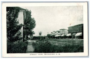 Frankfort South Dakota Postcard Street View Buildings Grass 1920 Vintage Antique