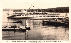 Vintage Postcard Mt. Washington Leaving Weirs Lake Winnipesaukee New Hampshire