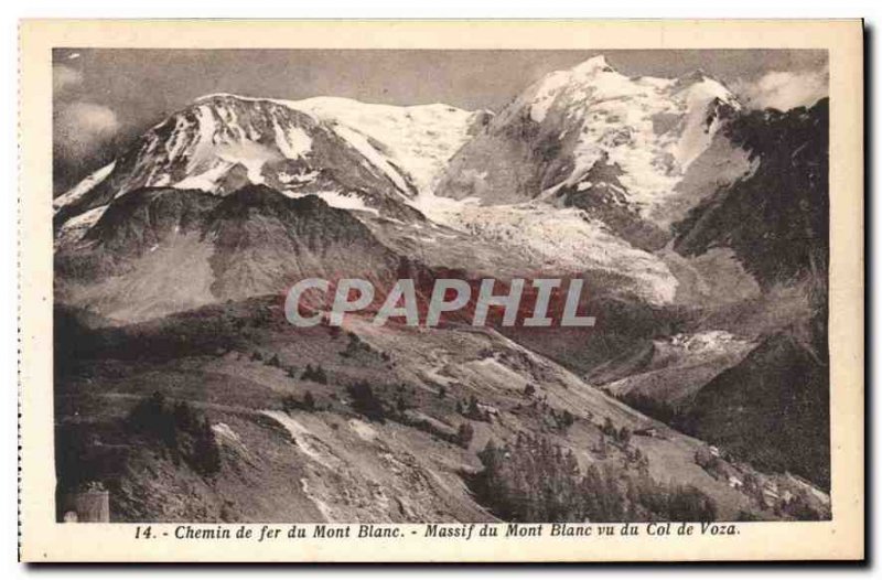 Old Postcard Mont Blanc Railway Mont Blanc seen from the Pass of Voza
