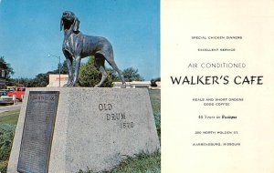 Warrensburg, Missouri WALKER'S CAFE Dog Statue Johnson Co 1960s Vintage Postcard