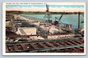 J92/ Muscle Shoals Alabama Postcard c1920s Wilson Dam Lake Baker  291